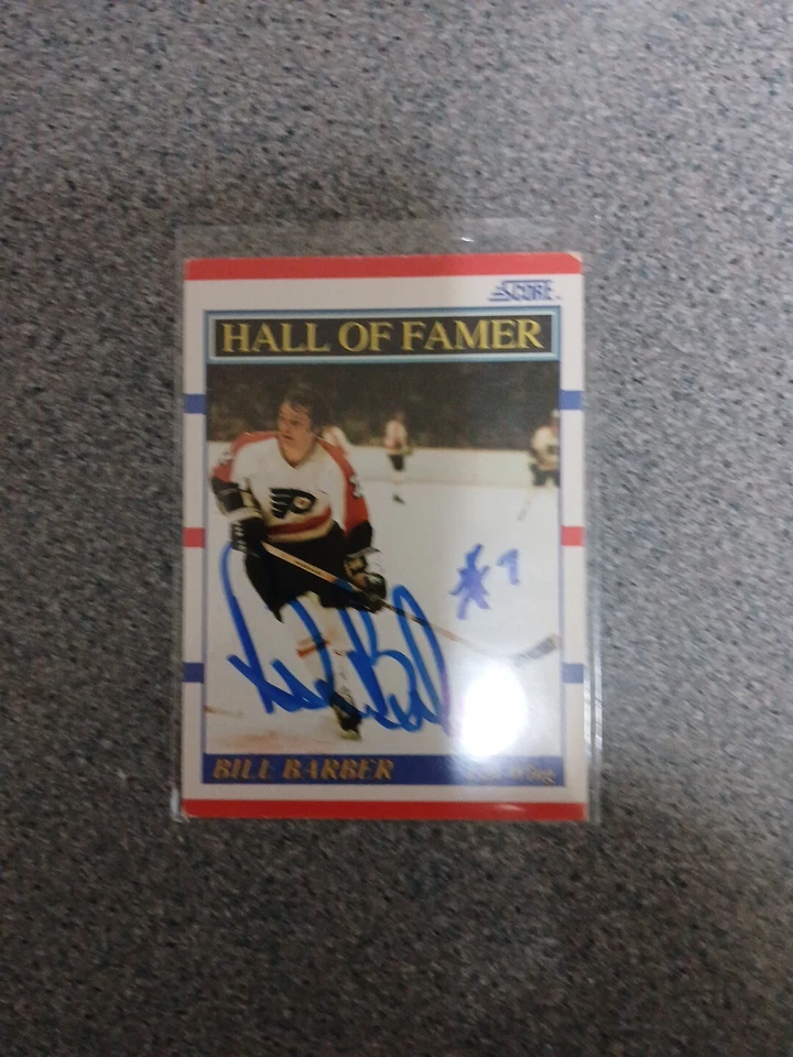 Bill Barber Firmado en Persona 1990 Puntuación Hockey Salón de la Fama Foto 1 de 1