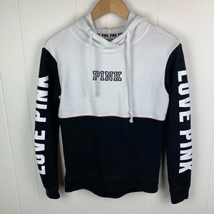 Pink Victoria Secret Pullover Hoodie White Black Women’s Extra Small Love Pink - Picture 1 of 4