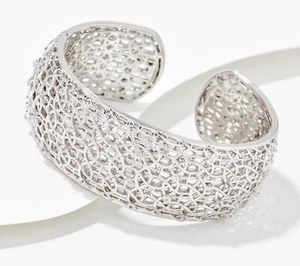 Judith Ripka Sterling Silver LATTICE Cuff with Gift for Women Girls - Picture 1 of 2