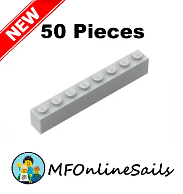 **NEW** 50x Genuine LEGO 1x8 Bricks - Light Bluish Gray - Piece # 3008 Bulk - Image 1 of 4