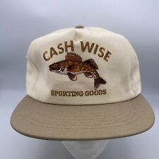 Vintage Cash Wise Sporting Goods Hat USA Made Embroidered Walleye Dad Cap 1994