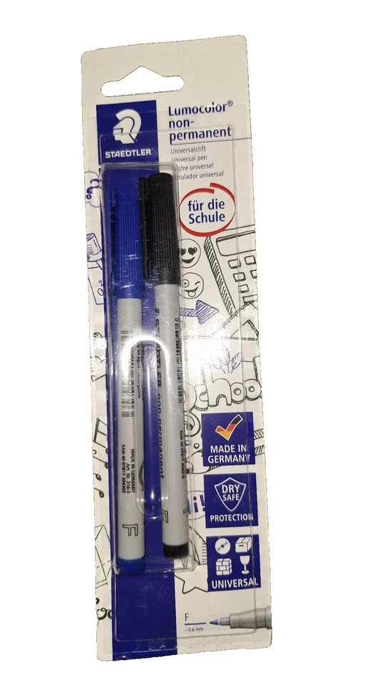 Lumocolor School non permanent  Stärke F / 0,6 mm blau & schwarz nachfüllbar - Bild 1 von 1