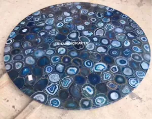 24" White Marble Natural Agate Inlay Coffee Side Table Top For Thanksgivings - Picture 1 of 2