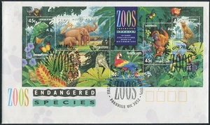 1994 mini hoja cubierta de primer día de los zoológicos de Australia especies en peligro de extinción, en muy buen estado - Imagen 1 de 1