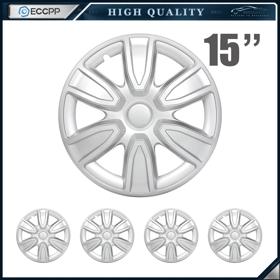 Juego de 4 tapacubos universales ECCPP para neumáticos R15 solo de 15 pulgadas Foto 1 de 4