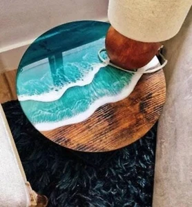 15" Epoxy Table Top / Epoxy Coffee Round Side Table Top - Picture 1 of 3