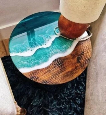 18" Epoxy Table Top / Epoxy Wooden Table Top / Round Side Table Top - Image 1 of 3