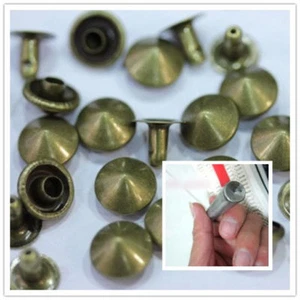 GRANDE PROMOZIONE 100pz borchie a cono con rivetto 9mm BRONZO + Applicatore - Picture 1 of 1