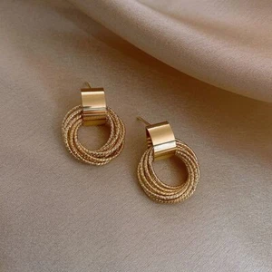 Women's Fashion Jewelry Gold Or Silver 1" 20mm Layered Hoop Earrings 367 - Picture 1 of 7
