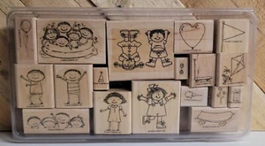 Stampin' Up NIÑOS JUGANDO PISCINA HELADO KITE SKATE 18 PIEZAS Bloque de madera Estampilla de goma - Imagen 1 de 9