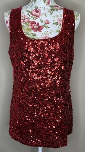Maner Sequin Tank Top Womens Sz XXL Red Holiday Party - Picture 1 of 6