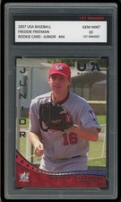 Freddie Freeman 2007 USA Baseball 1st Graded 10 Rookie Card - Junior  #44