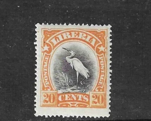 Liberia 1906, 20c bird, Egret, rarely seen as NH $$ #106 - Picture 1 of 1
