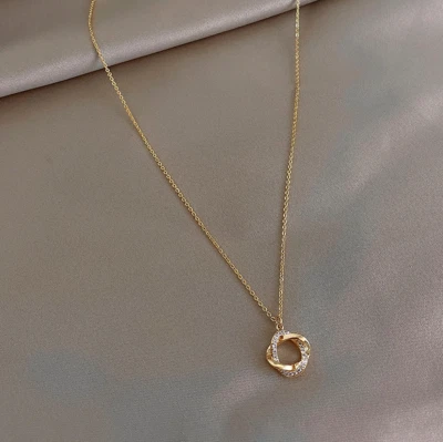 Women Necklace 18K Gold Plated Stainless Steel Chain Decor Pendant Charm Jewelry - Image 1 of 4