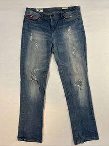 LEE COOPER EDITH BOYFRIEND Womens Sz 12 Denim Jeans Light Blue Distressed VGC - Picture 1 of 16