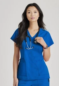 Barco #167 V-Neck detailed Designer Scrub top in "Royal Blue" Size XL - Picture 1 of 2
