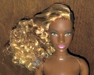 Mattel Barbie Fashionistas #50 AA Blonde Curly Curvy Nude Doll for OOAK - Picture 1 of 4