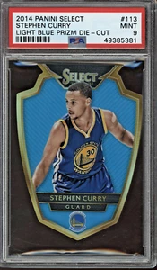 2014 Select Light Blue Prizm Die-Cut #113 Stephen Curry /199 PSA 9 MINT Warriors - Picture 1 of 2