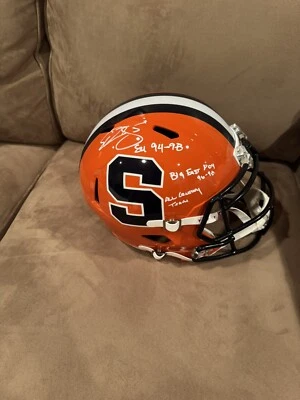 Шлем Donovan McNabb ПОДПИСАННЫЙ Syracuse F/S Stat BAS 3 надписи - Изображение 1 из 3