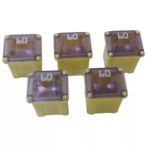 Paquete de 5 fusibles de cartucho de 60 amperios tipo SBFC-LPJ soplado lento amarillo PEC 3462 bajo perfil - Imagen 1 de 1