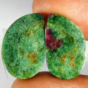 18.85Cts100%Natural Ruby Fuchsite Fancy Pair Cabochon Loose Gemstone