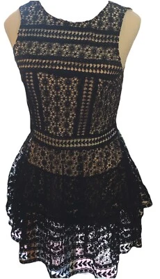 Express женщин черный с подкладкой отверстие классический мини фея бисером платье Sz 2 - Изображение 1 из 4