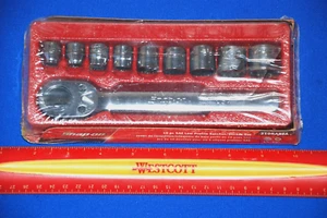 Snap-on NEW 10 Piece 3/8" Drive 12-Point SAE Low Profile Ratchet & Socket Set - Picture 1 of 4