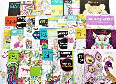 Coloring Books Lot Of 6 Adult Teen mixed assorted random mix all different — 第 1/4 张图片