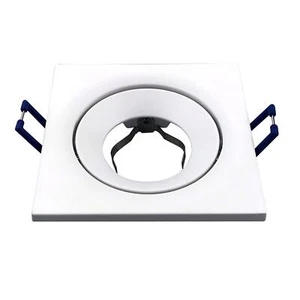 LED Einbaurahmen Quadratisch 90x90x28mm Weiß Aluminium Schwenkbar Spot GU10 MR16 - Picture 1 of 3