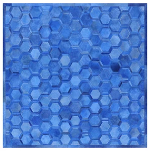 7' Square Hand Stitched Natural Cowhide Rug - C1275 - Picture 1 of 6