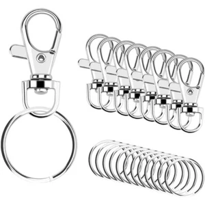 Swivel Clasp Lanyard Snap Hooks Metal Lobster Claw Clasps with Key Chain Rings - Picture 1 of 12