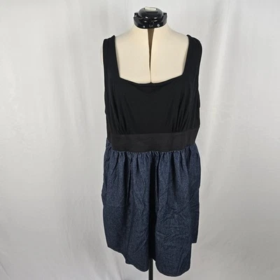 JFW Dress Women's 3X Black Blue Contrast Sleeveless Mini Fit & Flare Knee NWOT - Image 1 of 4