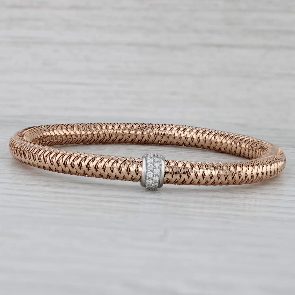 Brazalete Roberto Coin Primavera 0.22ctw Diamante Cuentas Malla Elástico Oro 18k 6.75" Foto 1 de 4