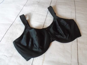 38DDD Shiny Black Nylon U/W Unlined WACOAL Bodysuede Seamless Bra #85185 38DDD - Picture 1 of 5