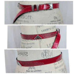 Vintage Apple Acc NY roter Ledergürtel kleine Nieten - Bild 1 von 10