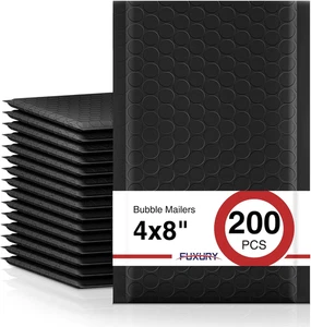Black Bubble Mailers 4X8" 200 Pack Waterproof Padded Envelopes Self Seal Bubble  - Picture 1 of 12