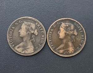 1860 (BB) & 1862 Victoria Half Penny Victorian Coins Lot G43 - Bild 1 von 5