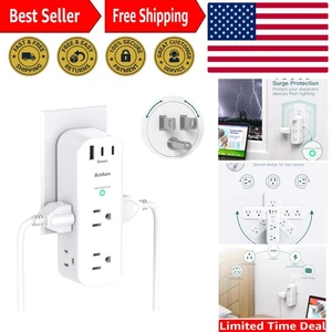 Protector contra sobretensiones compacto de 9 dispositivos: 6 tomas de CA y 3 puertos USB - listo para viajar - Imagen 1 de 9