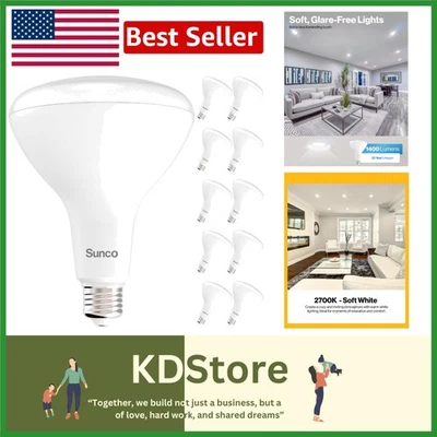 Sunco 10 Pack BR40 LED Flood Lights - Dimmable, 1400 Lumens, Soft White - Image 1 of 4