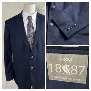 Hart Schaffner Marx 52R Slim Fit Silver Knight Button Navy Hopsack Blazer - Bild 1 von 13