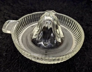 Vintage Ribbed Glass Juicer w/ Textured Base, Thumb Tab Handle, & Pour Spout - Picture 1 of 3