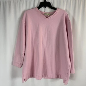 Eddie Bauer Womens V-Neck Pullover Sweater Size: 1X Pink Cotton - Picture 1 of 12