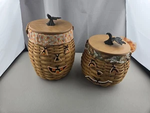 2 Stück Longaberger 2000 Pumpkin Jack-O-Lantern Körbe/Deckel/Einlage/Schutz - Bild 1 von 17
