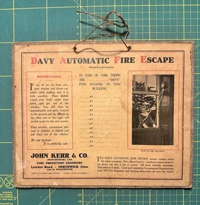 1920er Davy Automatic Fire Escape Notice John Kerr & Co Sicherheitsschild - Bild 1 von 6