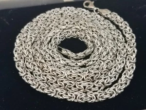 36 Inch 925 Sterling Silver Fancy Byzantine Chain Necklace Signed ITALY - Picture 1 of 6