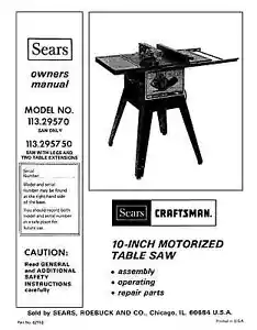 Sears Seghetto da tavolo artigianale modello manuale # 113.295750 - Foto 1 di 2