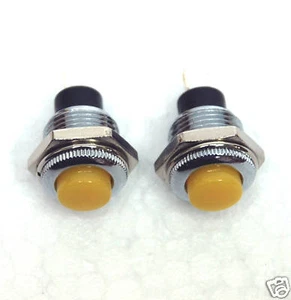 2pc Pushbutton Push Button Switch R13-502MA 2P Momentary color=Yellow no Lamp - Picture 1 of 5