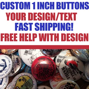 50 Custom 1" inch Buttons Badges Pins Punk Indie Bands Rock Pinback 25mm - Picture 1 of 3