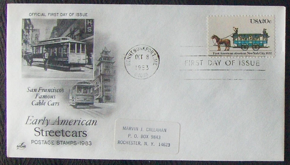 USA FDC 1983 SC #2062 EARLY AMERICAN STREETCARS, NYC 1832. - Image 1 of 1