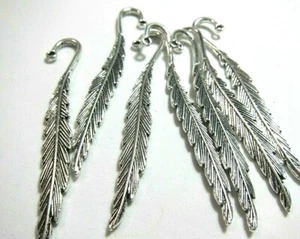 Lot of 10 Big Pewter Feather Focal Pendants 3inch Leadfree Silvertone USA Seller - Picture 1 of 6